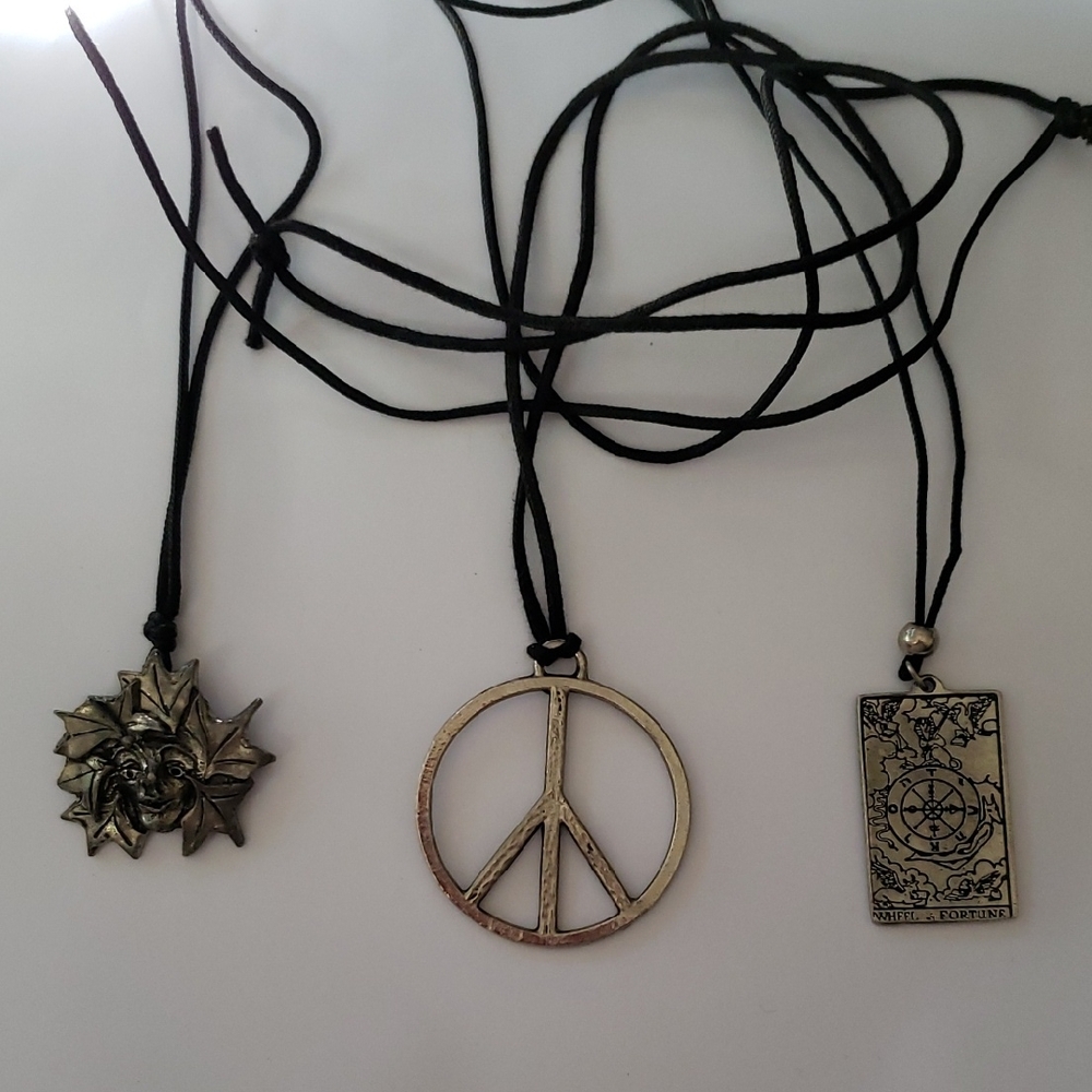 Choice of Handmade Pewter Pendant Necklaces 1990s